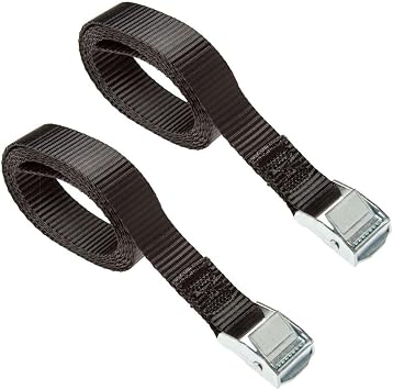 60" Black Motorcycle & Off-Road Bike Carrier Wheel Tie Straps with Gator Clips Pair