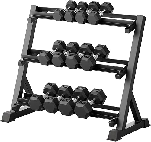 Miniatura 10 de RitFit 5-780LBS Rubber Coated Hex Dumbbell Weight Set with Rack for Home Gym, Strength Training, Workouts