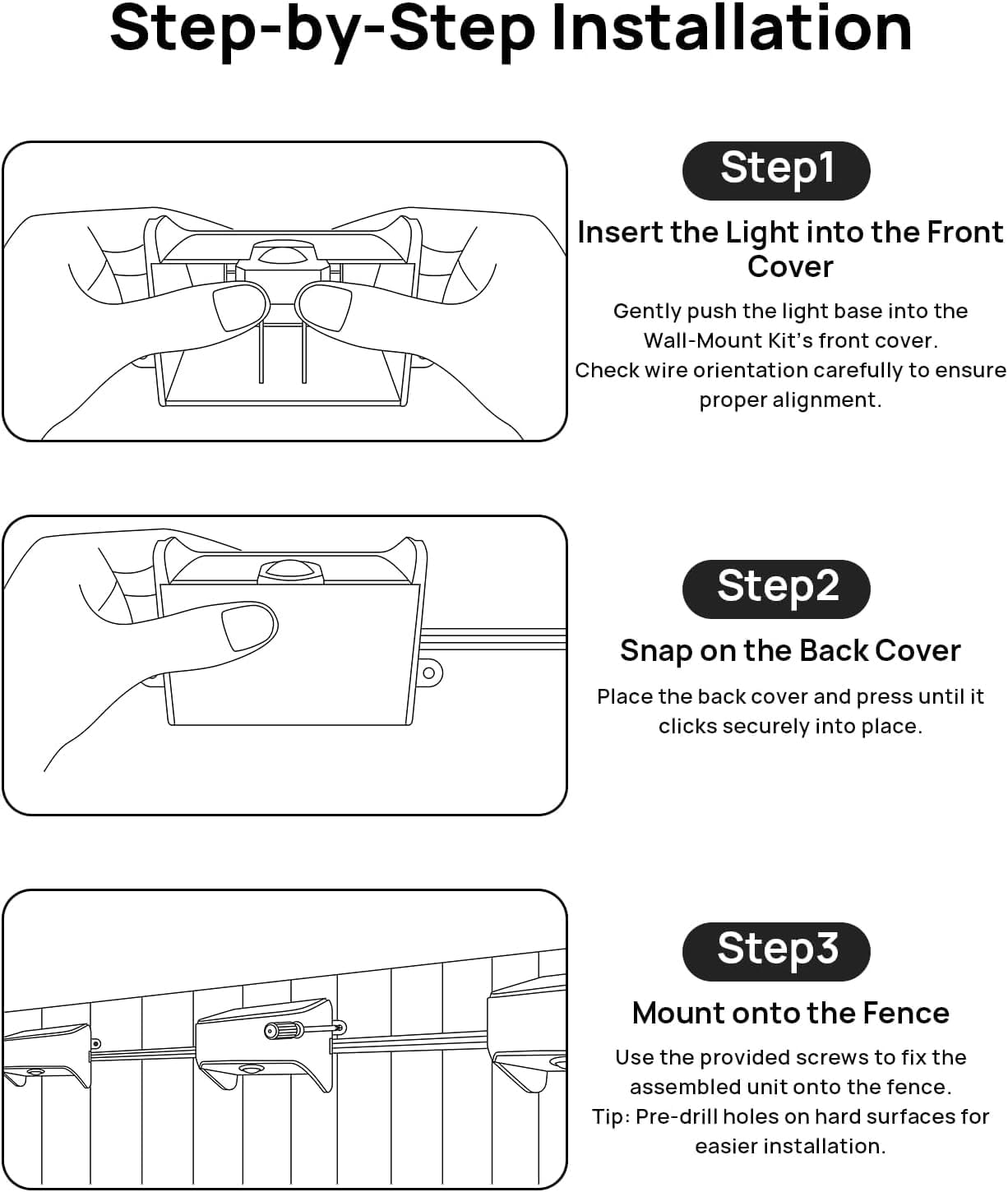 ASAHOM Wall-Mount Enclosure Kit for Govee Permanent Outdoor Lights 2（Model: H705B, H705C, H705D, H705E, H705F）, and Wall Mount Bracket Kit for ASAHOM S1070 S1080 Permanent Christmas Lights, White