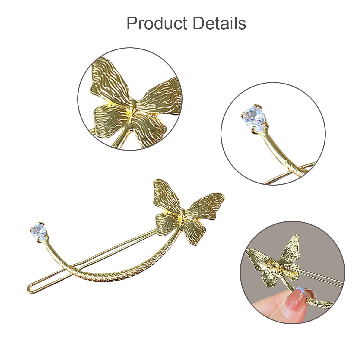 bacchette per capelli, Clip N Twist francese, fermaglio for capelli, mollette for diapositive, bastoncini for capelli a farfalla, accessori for forcine for donne e ragazze(Style 9)