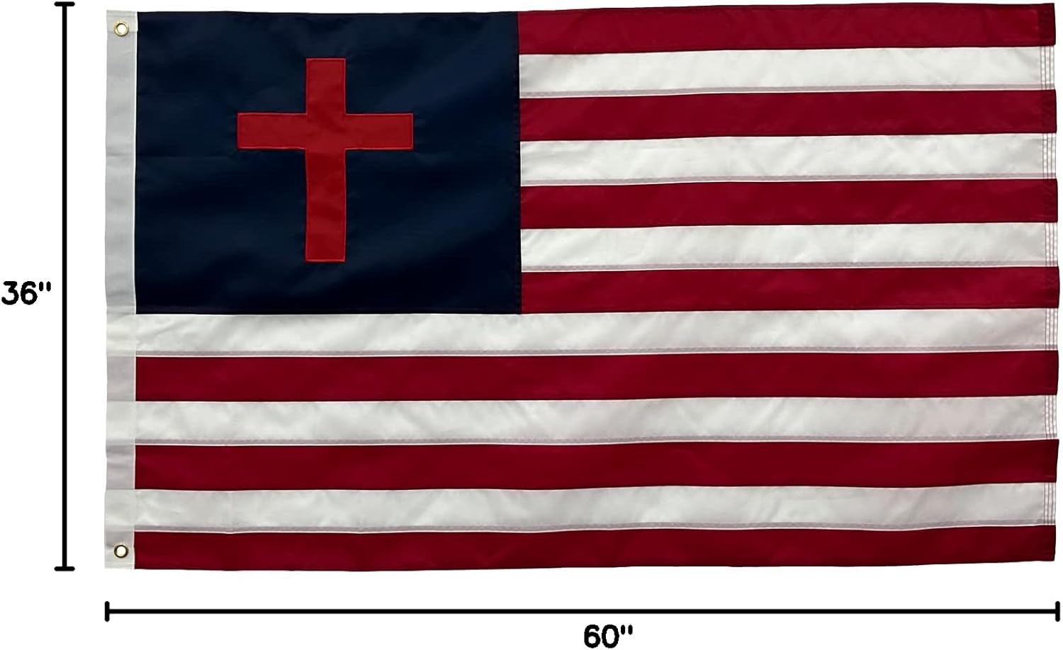 AMZFLAG American flag with Cross 3X5 ft, Embroidered Christian Flag Jesus Christianity Easter Day Cross Flags with 2 Brass Grommets for Decoration