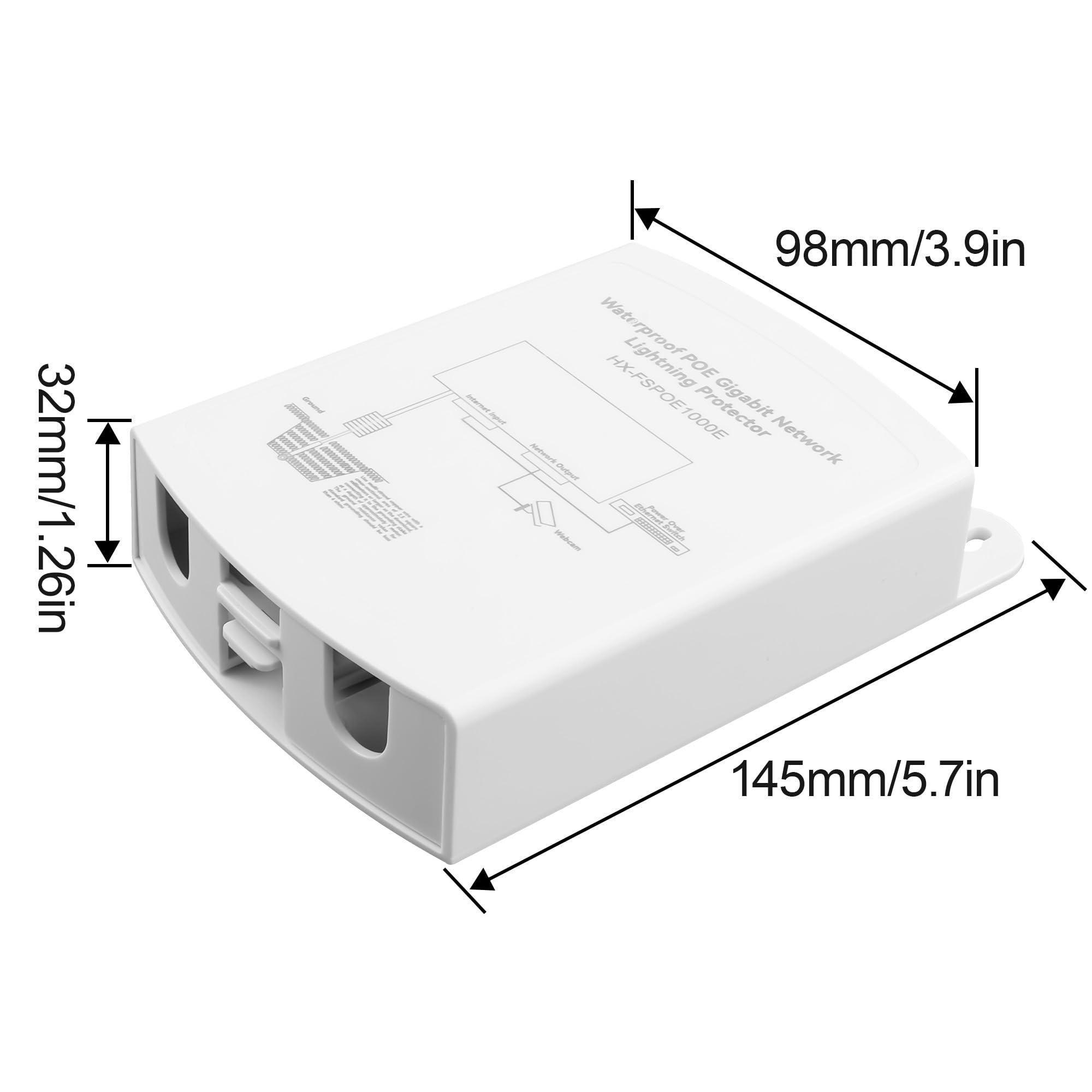 Outdoor Gigabit PoE Ethernet Surge Protector IEEE802.3Af/At/BT 1000Mbps, Waterproof Outdoor Ethernet,Lightning Protection 5KA IP65,Wall-Mounted Plug and Play (Network Extension Only)
