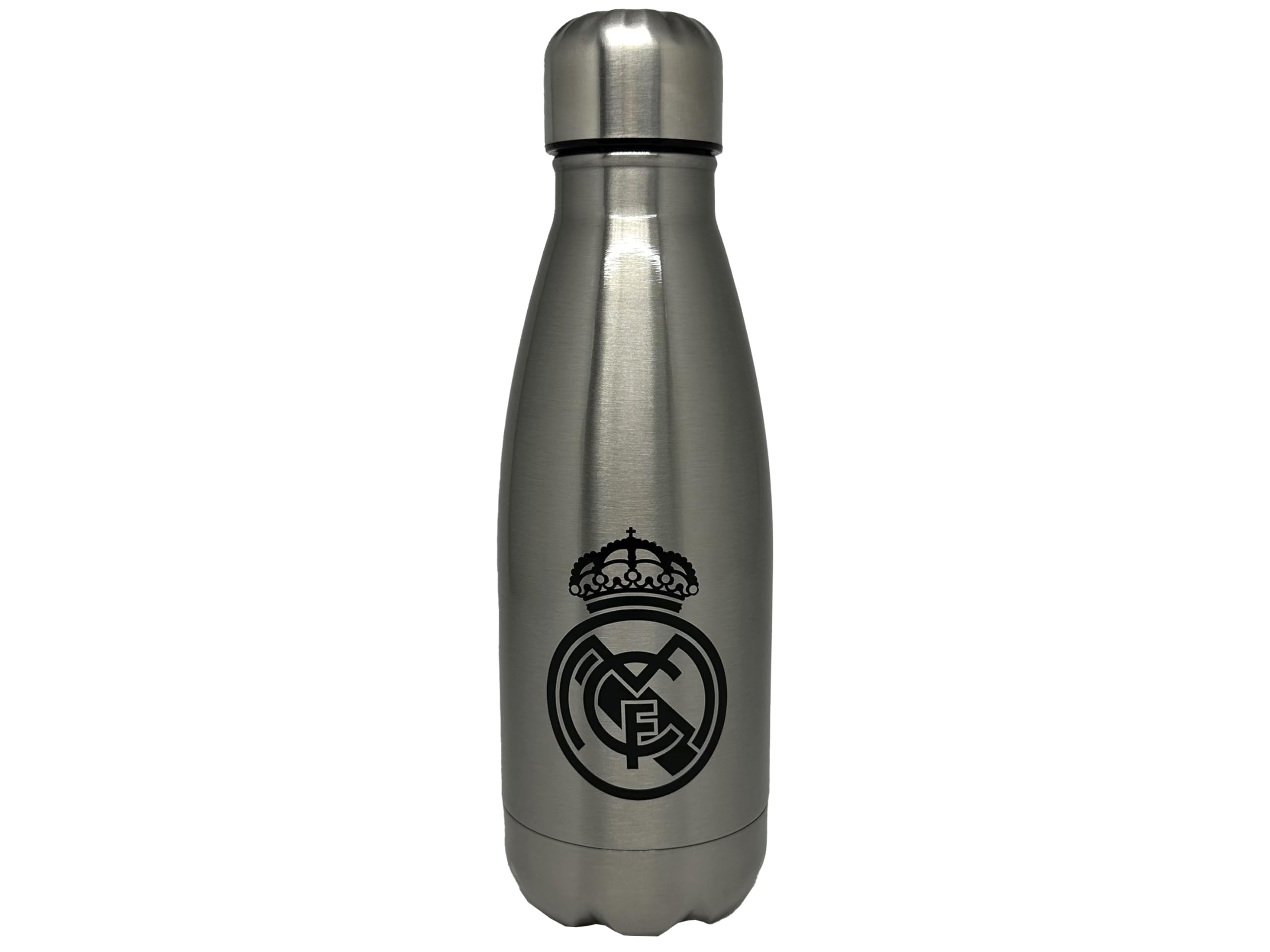 CyP Brands Real Madrid Steel Water Bottle, Water Bottle, Water Bottle, Airtight Closure, 550 ml, Steel Colour, Official Product