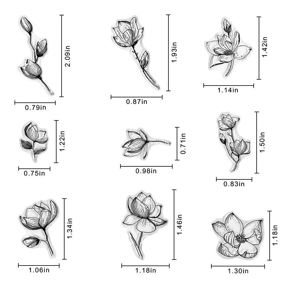 Amazon.co.jp: Hying 2枚 春の花 葉 クリアスタンプ カード作成や