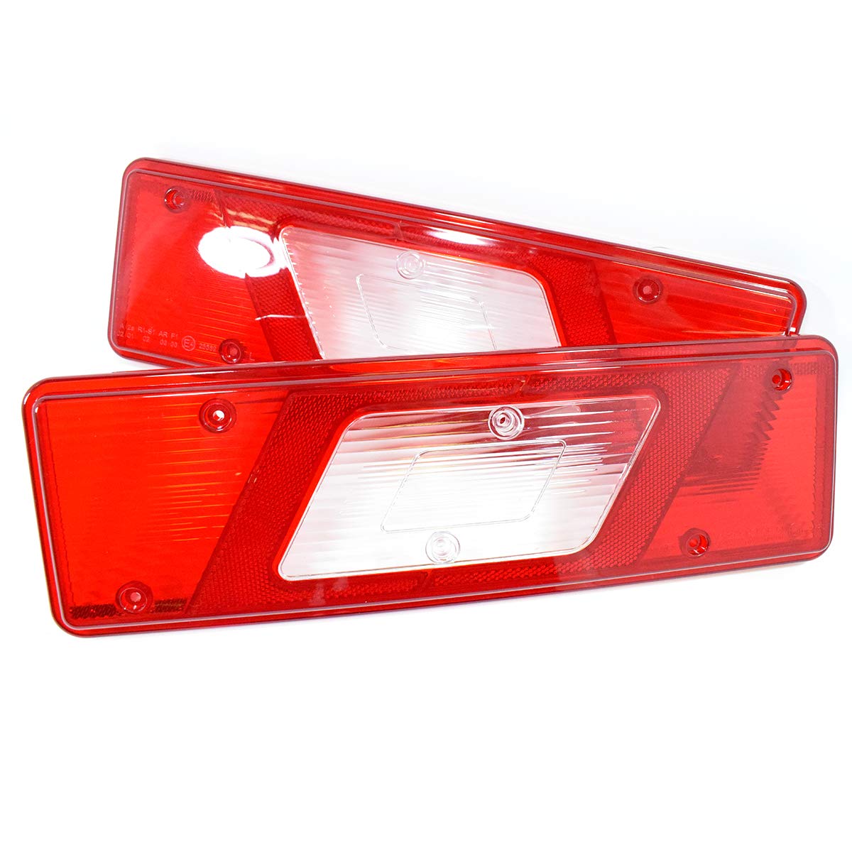 MGF 2 lenti per fanale posteriore destro e sinistro, in vetro, con marchio E, colore: rosso/bianco