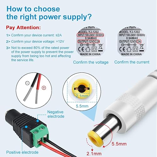 Miniatura 4 de Fuente de alimentación de 12 V, fuente de alimentación de 12 voltios 3A 36 W CC con interruptor de encendido y apagado, adaptador de corriente LED
