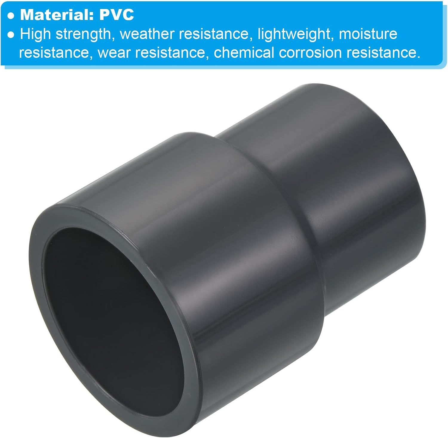 PATIKIL PVC Reducer Pipe Fitting 1x0.8 Inch Socket, 5 Pack Straight Coupling Adapter Connector, Grey