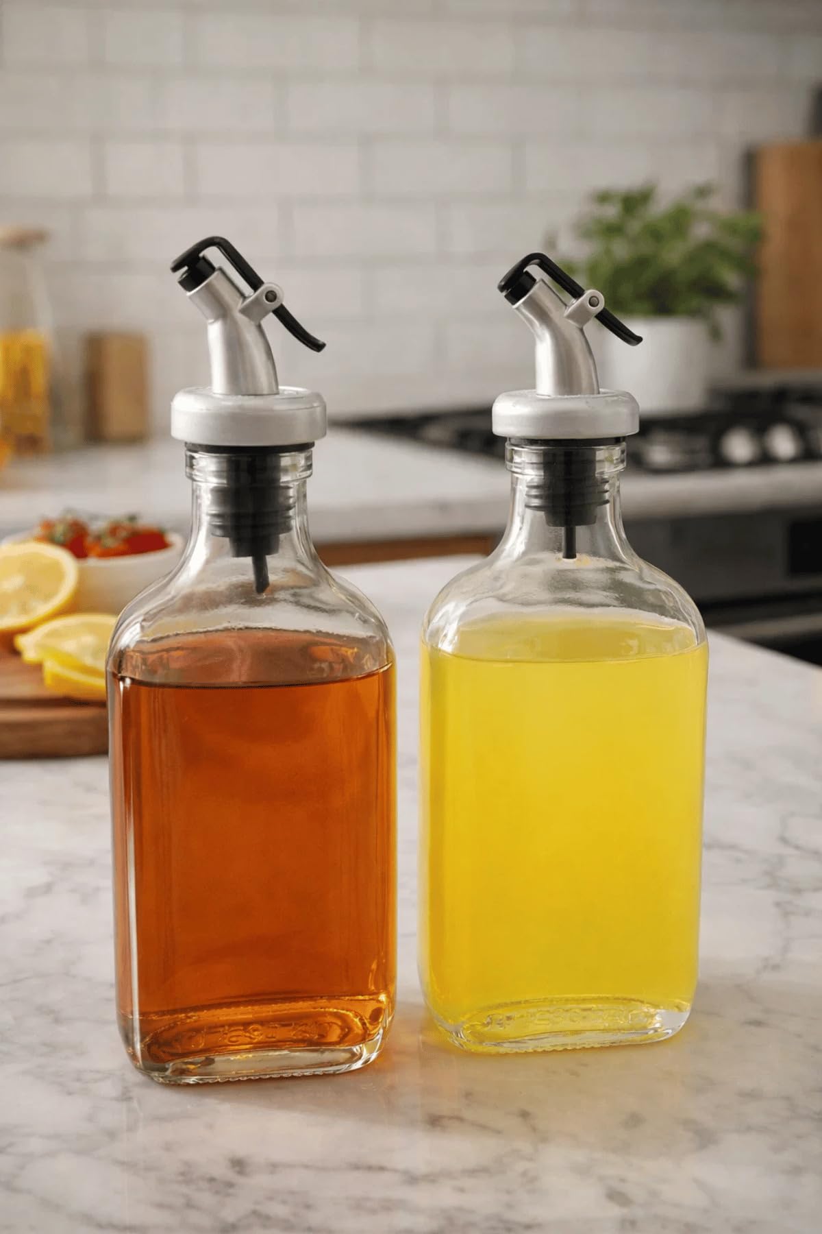 Jenısa 2'Li Şeffaf Cam Yassı Yağdanlık - Sızdırmaz Tıpalı 200Ml. Sirkelik Sosluk