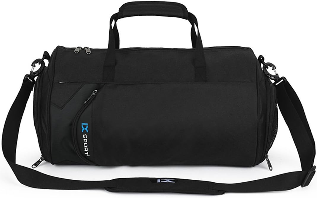 SUZone Oxford Fitness Bag Leisure Bag Messenger Bag Gym Bag Sports Holdall Duffel Bag Travel Bag with Shoe Compartment Black