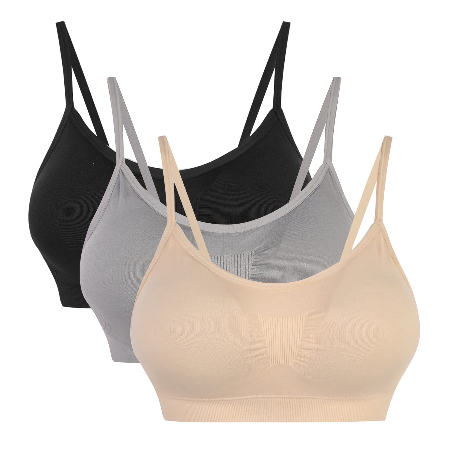 Vertvie Womens Strech Duenn Ohne Buegel Push up Yoga Sports BH Bra Top Set Fuer Fitnesstraining Polsterung 2er/3er Pack