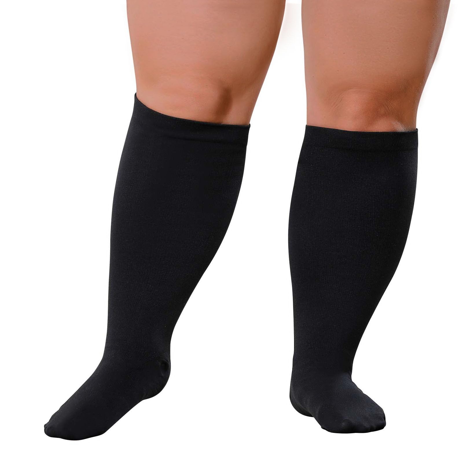 Plus Size Compression Socks: Wide Calf Compression Stockings for Men Women - Up to 7X Large 20-30 mmHg Compression Hose for Pregnancy Travel Running Nurses