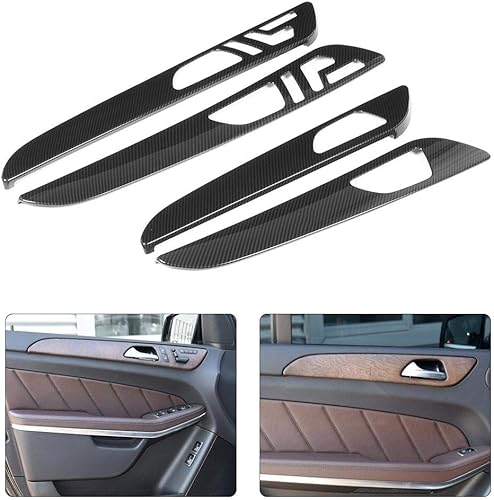 Miniatura 2 de Cubierta interior del panel de la puerta, 4 unids/set ABS carbono Fibebr interior panel de puerta Trim con agujeros de memoria se adapta a -Benz GLE