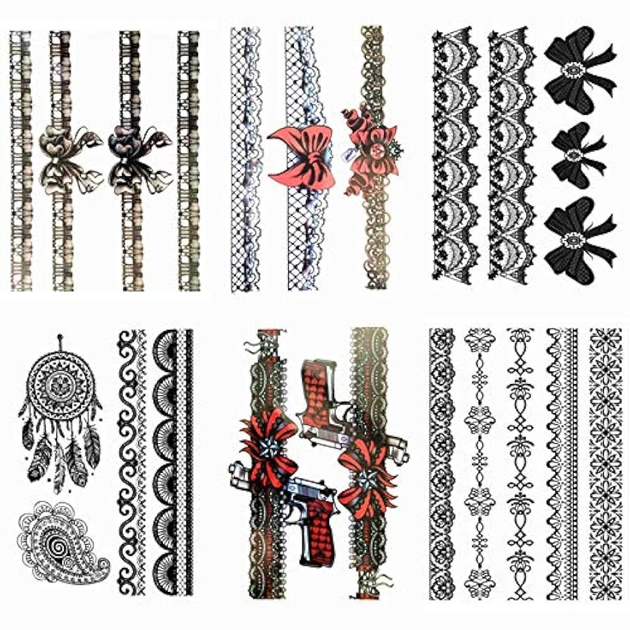 Amazon.co.jp: タトゥーシール黒レース一時的なタトゥーダーク