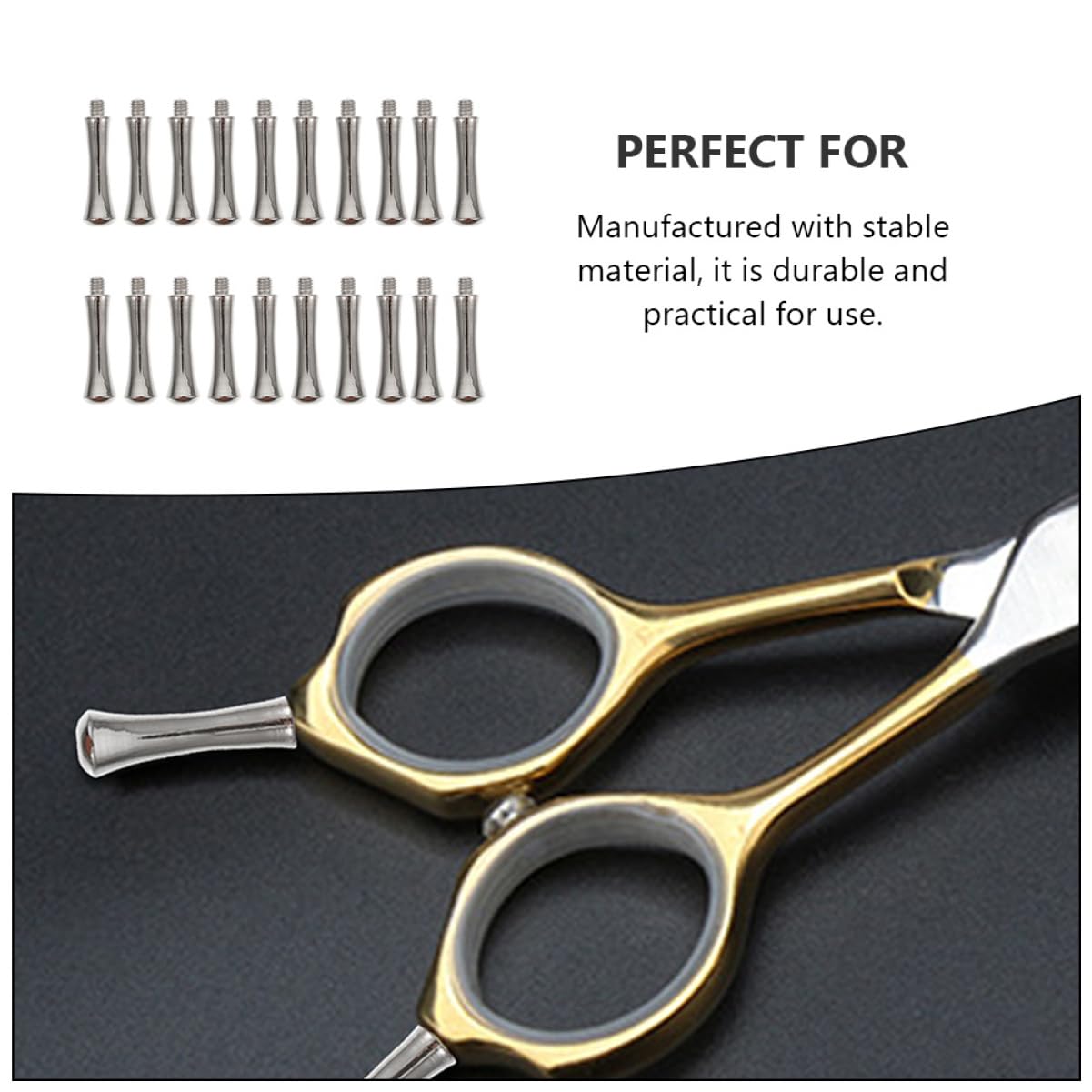 Baluue 20pcs Scissor Tail Pin Metal Replacement for Hairdressing Shears Vibration Reduction Finger Rest for Nail Cutting Scissors