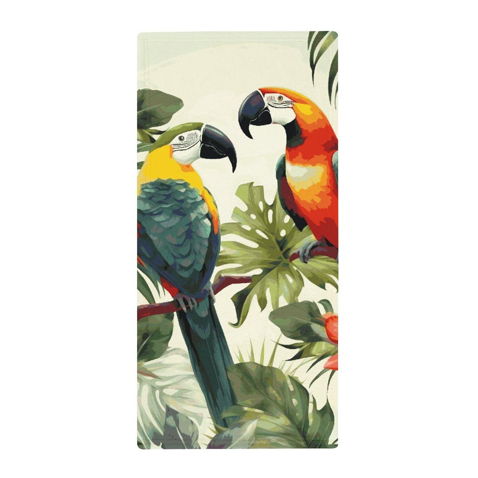 JTREHY Toucans Parrot Palm Tree Leaves Towel Soft Lightweight Microfiber Towel Highly Absorbent Quick Drying Towels Male and Female Premium Quality Perfect for Daily Use