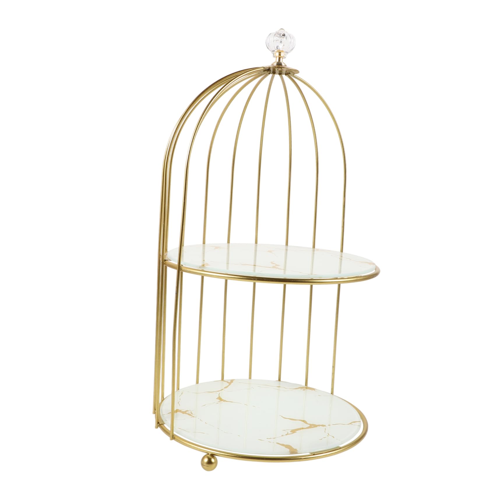 Stand Per Torte Stile Gabbia Elegante Supporto Per Dessert Due Oro Con Dettagli Per Matrimoni e Feste Di Compleanno