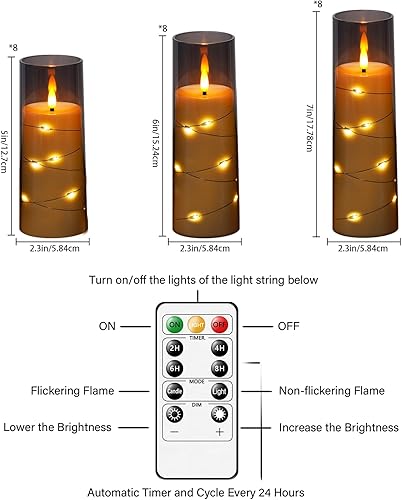 Miniatura 11 de Velas LED sin llama con temporizador, 5 velas parpadeantes sin llama para ambiente romántico y decoración del hogar, carcasa acrílica estable