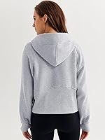 Vista 5 de WYNNQUE Sudadera corta con capucha para mujer, manga larga, forro polar, media cremallera, ropa de otoño