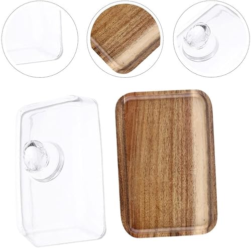 Miniatura 9 de Angoily Bandeja de comedor de vidrio de 7 pulgadas con cubierta de cúpula transparente para servir postres para el hogar, cocina y entretenimiento