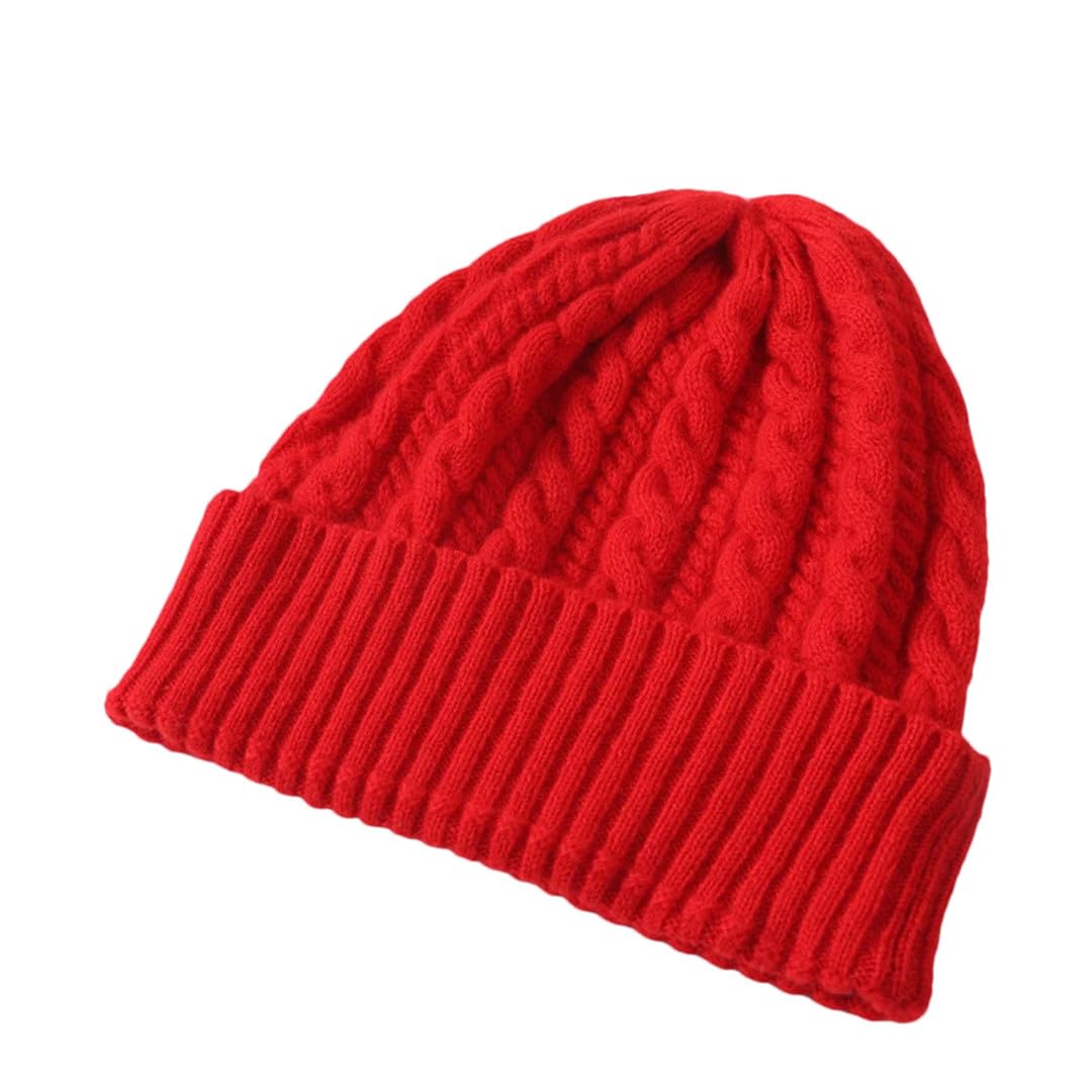 Gorro De Invierno 100% De Lana Pura Para Mujer, Gorros De Cachemira Suaves Y Cálidos, Gorros Holgados Para Mujer