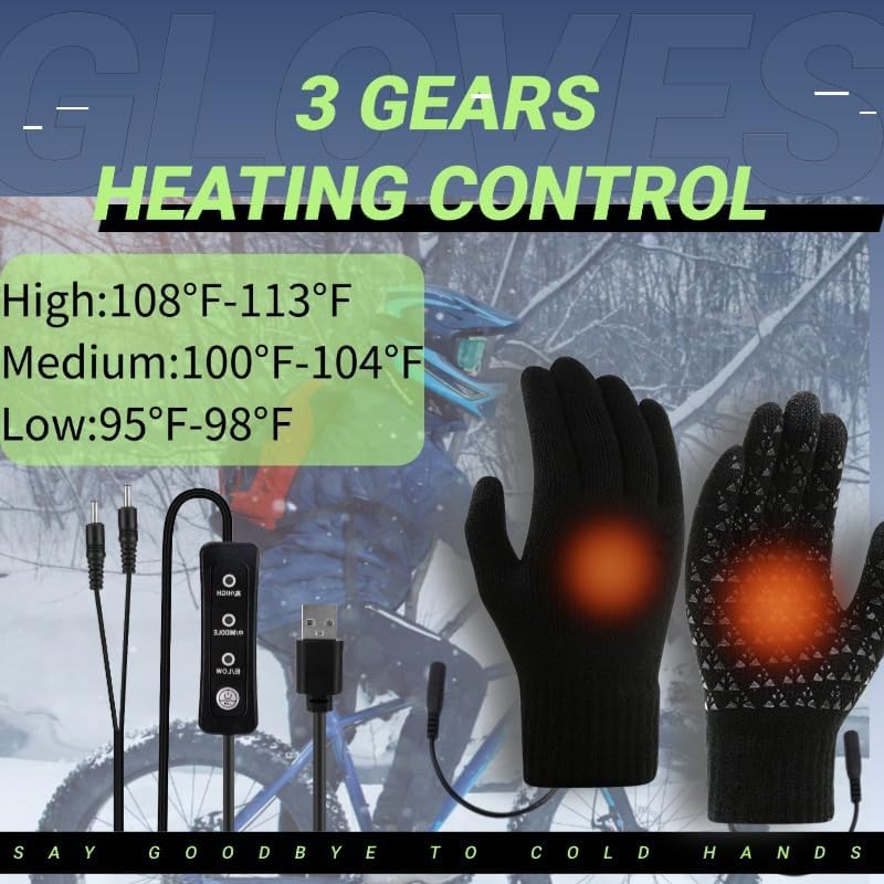 5V Heated Gloves - USB Electric Hand Warmers for Men & Women - Winter Hands Warm Laptop Anti-slip Heating image 5