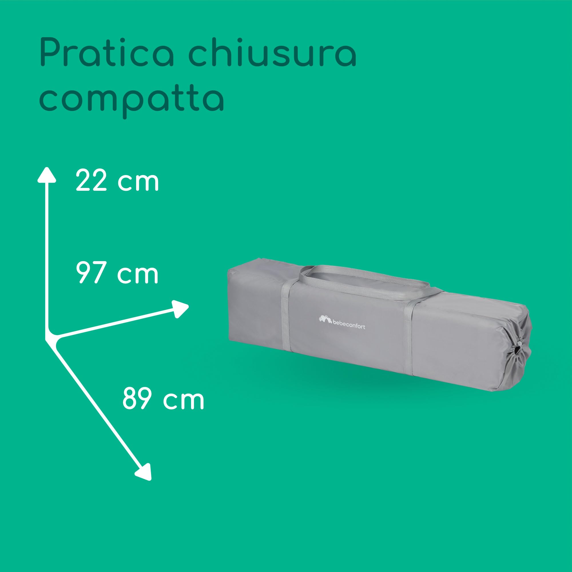 Bebeconfort Adonis Lettino da Viaggio e Box Pieghevole Bambino, 0-3 anni (15kg), Lettino da Campeggio per Bambini, Finestra di Accesso, Materassino, Borsa Inclusa, Pieghevole, Resistente, Mineral Grey
