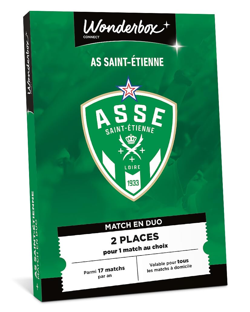 Wonderbox Connect - Coffret Cadeau - AS Saint-Etienne Classic - 2 Places pour 1 Match au Choix - Parmi 17 matchs par an, valable pour Tous Les matchs à Domicile - Validité 27 Mois