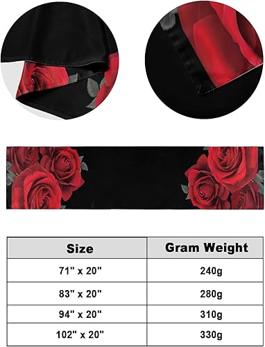 Miniatura 6 de Camino de cama para cama tamaño Queen, Día de San Valentín, diseño de rosas, ramas de hojas, hotel, bufandas, flores románticas, florales, 94 x 20