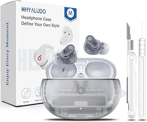 Beat Studio Buds + (2023)  Beat Studio Buds 2021 Funda protectora transparente de TPU suave transparente de grado militar a prueba de golpes con kit