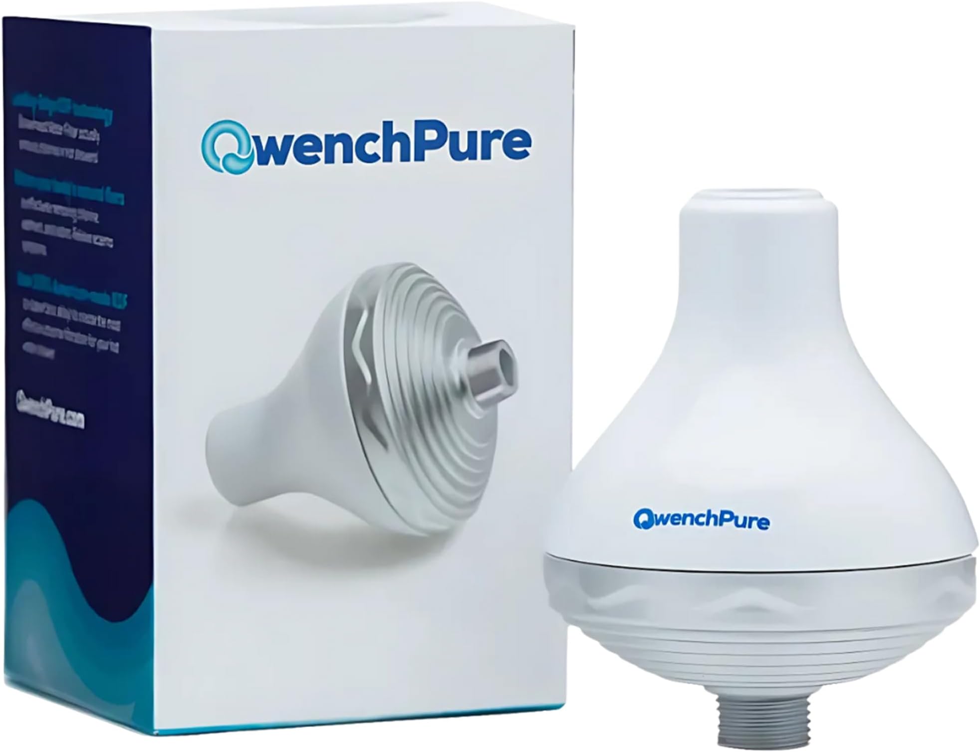 QwenchPure Shower Filter for Chlorine – High Output, 100% KDF-55, Removes Chlorine & Contaminants, Softens & Purifies Hard Water, Improves Skin & Hair, Easy Installation, Made for Hot Water