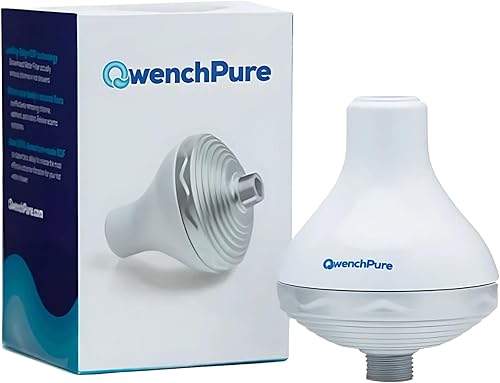 QwenchPure Filtro de ducha para cloro: alto rendimiento, 100% KDF-55, elimina el cloro y los contaminantes, suaviza y purifica el agua dura, mejora