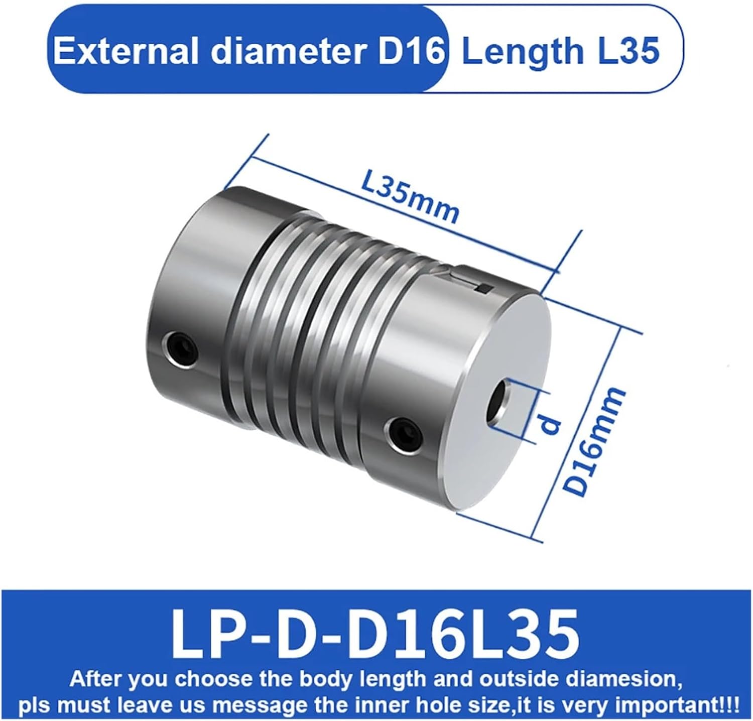 Spring Coupling Couplers D16L35 Zinc Alloy Flexible Motor Shaft Rotary Encoder 4mm 5mm 8mm 10mm(6mmX10mm)