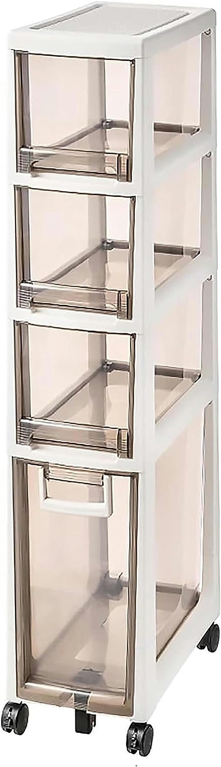 Meuble de rangement cuisine et salle de bain étroit blanc à roulettes