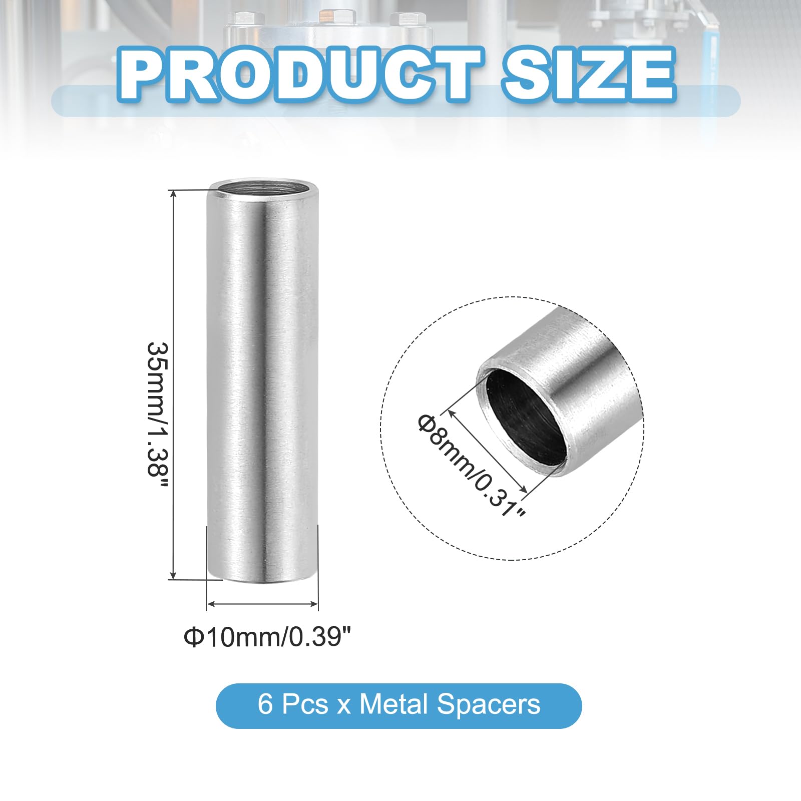 PATIKIL 6 Pcs Stainless Steel Spacers - Image 2