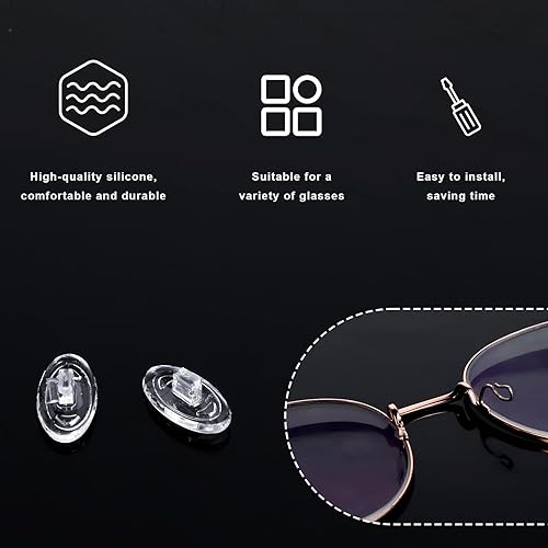 Miniatura 3 de 6 pares de almohadillas de nariz de repuesto, almohadillas de nariz a presión, almohadillas de nariz para gafas, antideslizantes, transparentes