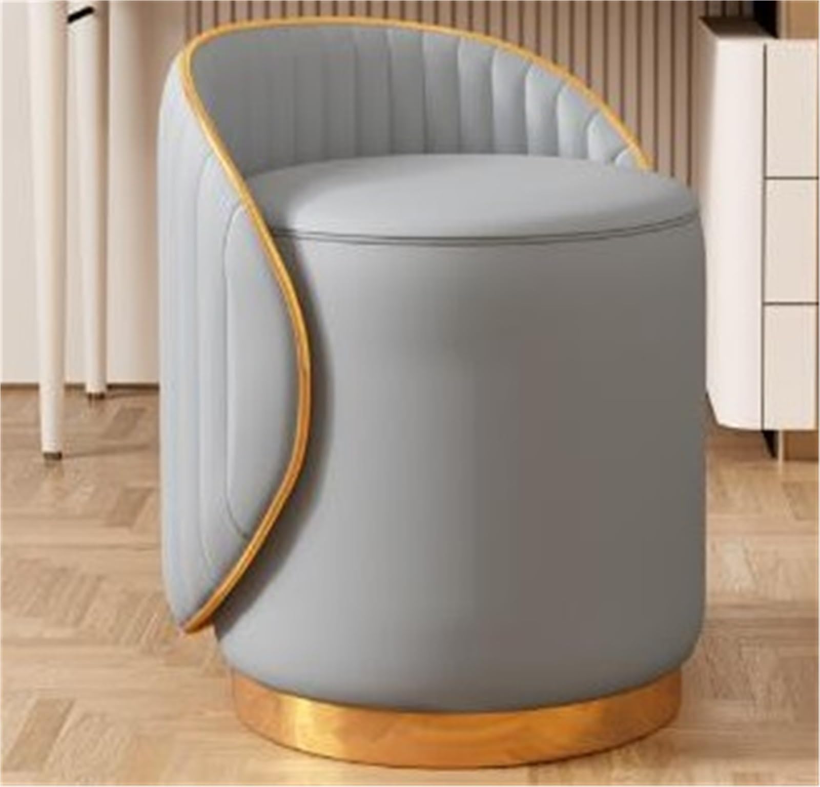 Taburete tapizado giratorio 360 de cuero moderno para dormitorio