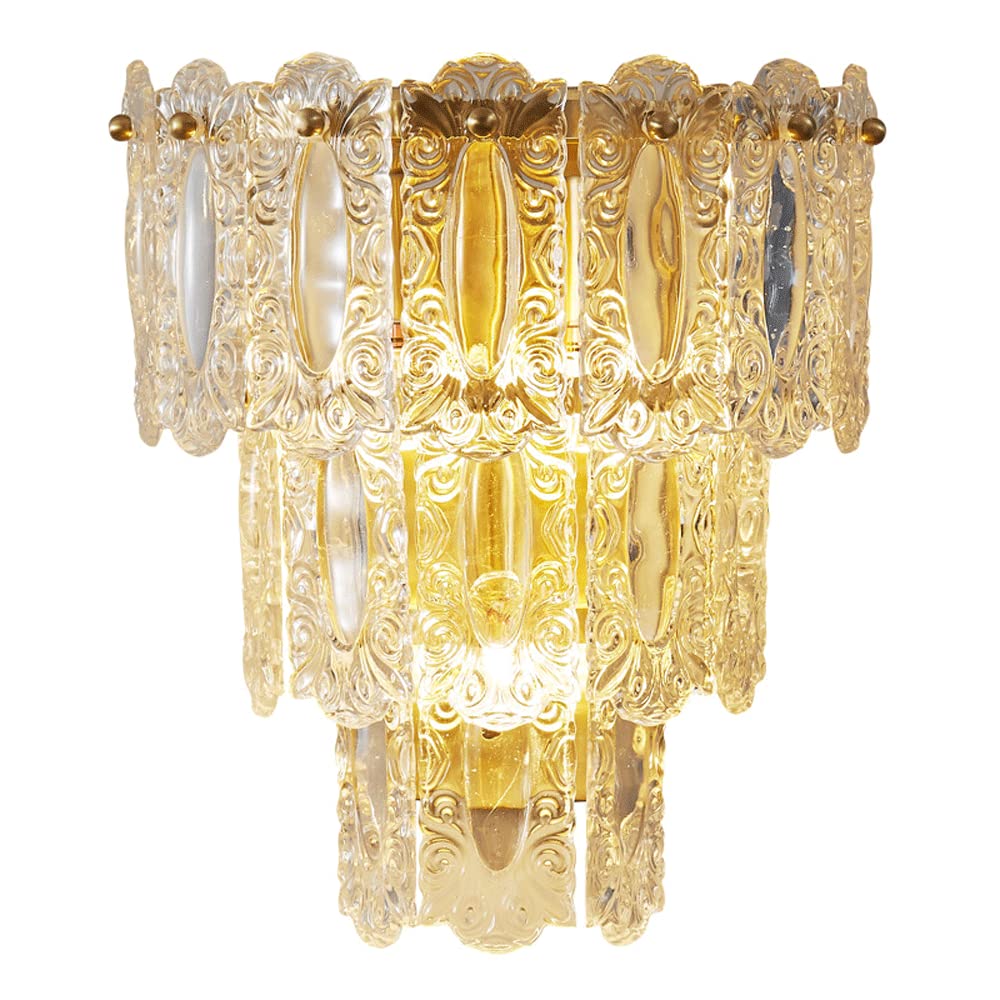 FYZDLAOR Brass Wall Sconces Lighting Nordic Style Decorative Crystal Wall Sconce,for Bedroom Living Room Bathroom Hall Sconce Hall House(E14)
