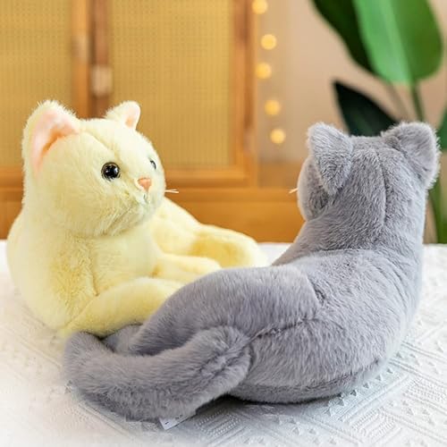 Miniatura 8 de Kisangel Gato de peluche, 1 unidad, gato de peluche que se ve real, juguete de peluche para bebés, niños y niñas (gris)