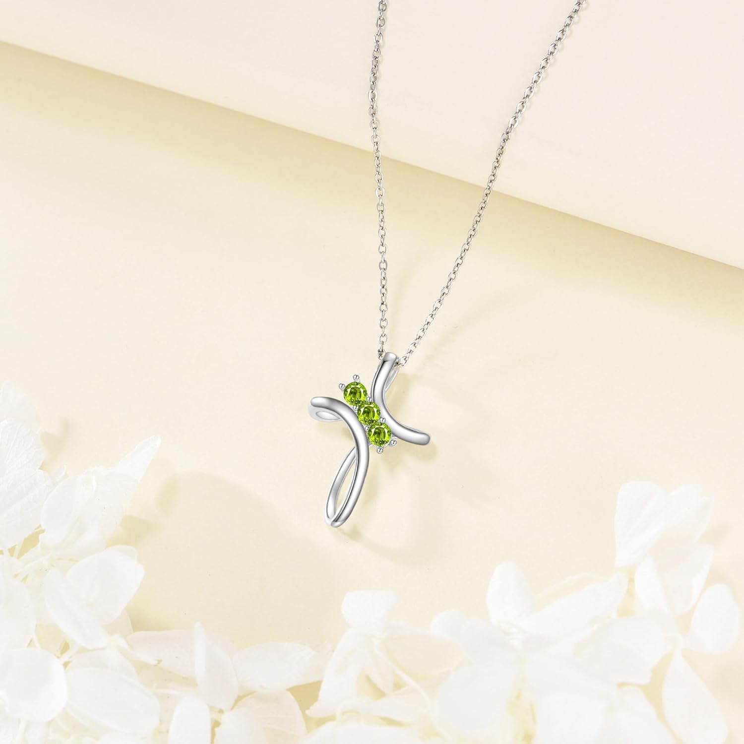 ONEFINITY Cross Necklace for Women 925 Sterling Silver Birthston Cross Pendant Necklace Birthstone Jewelry Birthday Gifts for Women