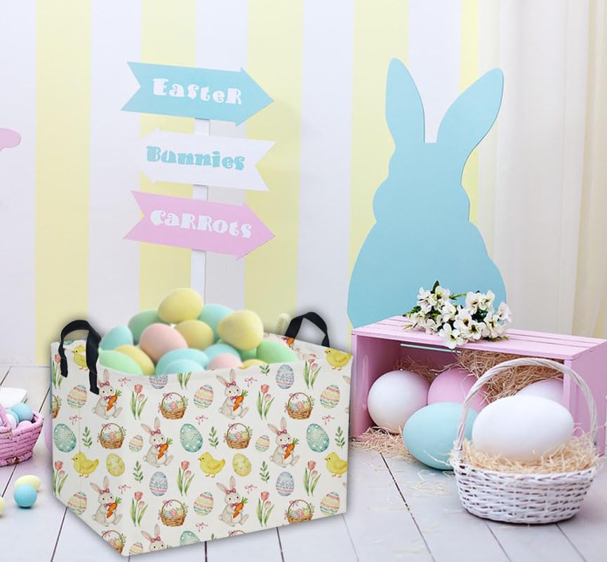 Image of Easter Basket for Kids Easter Gift Basket Empty Baby Easter Basket for Boys and Girls Rectangular Toy Storage Basket Organizer Bin Box Cute Easter Egg Room Decor for Home(Easter Gift Basket)