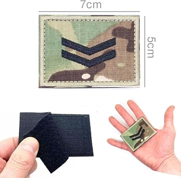 Camouflage Rank Patch Insignia Sergeant Lance Corporal Badge Embroidered Hook and Loop Patches Military EMS EMT UK British Camo (Corporal)