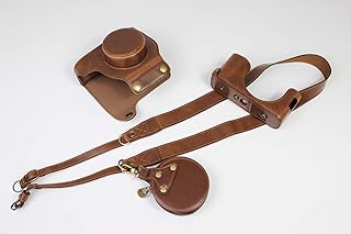 X100V Case, BolinUS Handmade PU Leather Fullbody Camera Case Bag Cover for Fujifilm Fuji X100V Bottom Opening Version + Neck Strap + Mini Storage Bag -Black (Coffee)