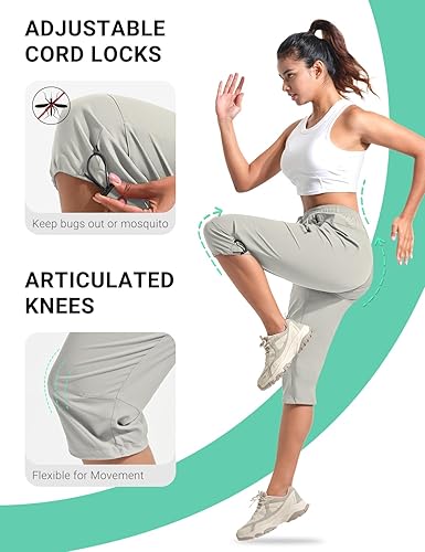 Miniatura 6 de BVVU Pantalones cargo capri de senderismo para mujer, ligeros, de secado rápido, pantalones deportivos impermeables para exteriores, pantalones