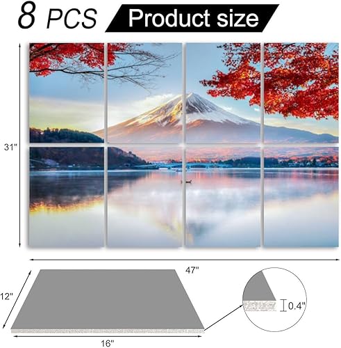 Miniatura 6 de Paneles acústicos de pared insonorizados para árbol de montaña, pescador, barco, niebla matutina, otoño, lago Kawaguchiko, paneles acústicos,