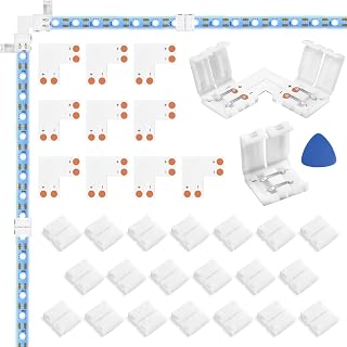 WENHSIN 10Packs 2-Pin L Shape RGB LED Light Strip Connectors 10mm Unwired Gapless Solderless Adapter Terminal Extension