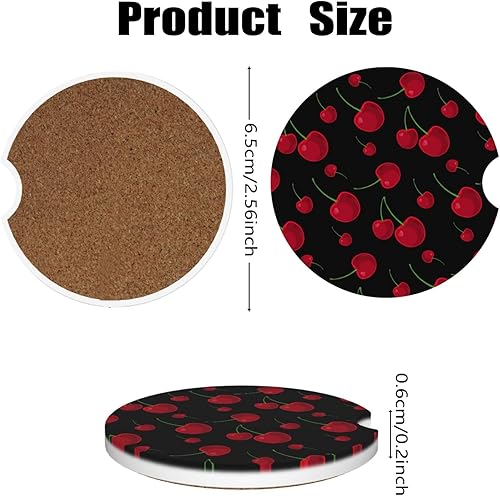 Miniatura 2 de Posavasos para automóvil, 2 posavasos de cerámica con parte trasera de corcho y ranura para los dedos, antideslizantes, absorben los golpes,