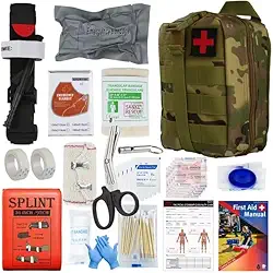 Kit de Primeiros Socorros Tático, Conjunto Completo com Torniquete, Bandagens e Suprimentos Estilo Militar