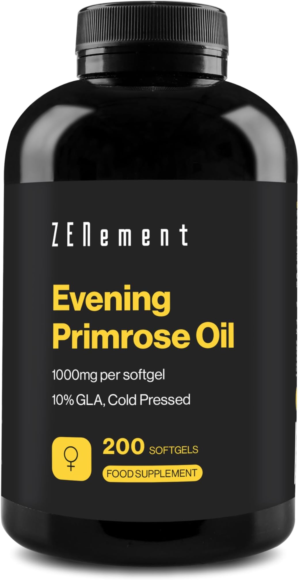 Evening Primrose Oil 1000 mg, 10% GLA, Cold-Pressed, with Natural Vitamin E – Natural Omega-6 Source, Women’s Support and Daily Balance, 200 Softgels – Zenement
