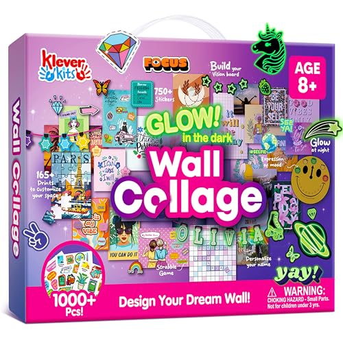 Klever Kits Glow in The Dark Wall Collage for Room Decor, DIY Poster for Teen & Tween Girls, Creative Arts and Crafts Gift Wall Art for Kids Aged 8 9 10 11 12 13 14 by Jova