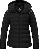 Wantdo Women's Lightweight Puffer Jacket with Hood - Warm, Waterproof Full-Zip Winter Coat for Fall & Winter